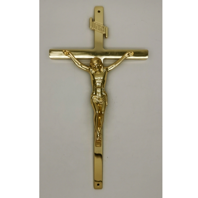 Begrafenisdecoratie 11,5 van de Leveringskist“ Metaalkruisbeeld en kruist 8038 in Gouden kleur