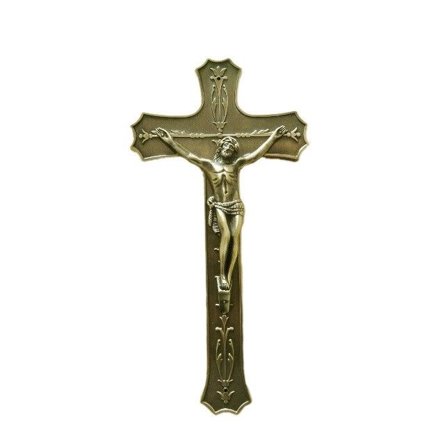 55*17cm France Type Coffin Metal Crucifix Antique Brass For Coffin Lid Decoration